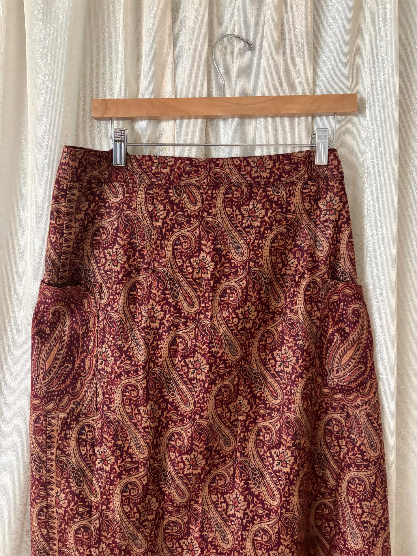 Vintage wool paisley wrap skirt