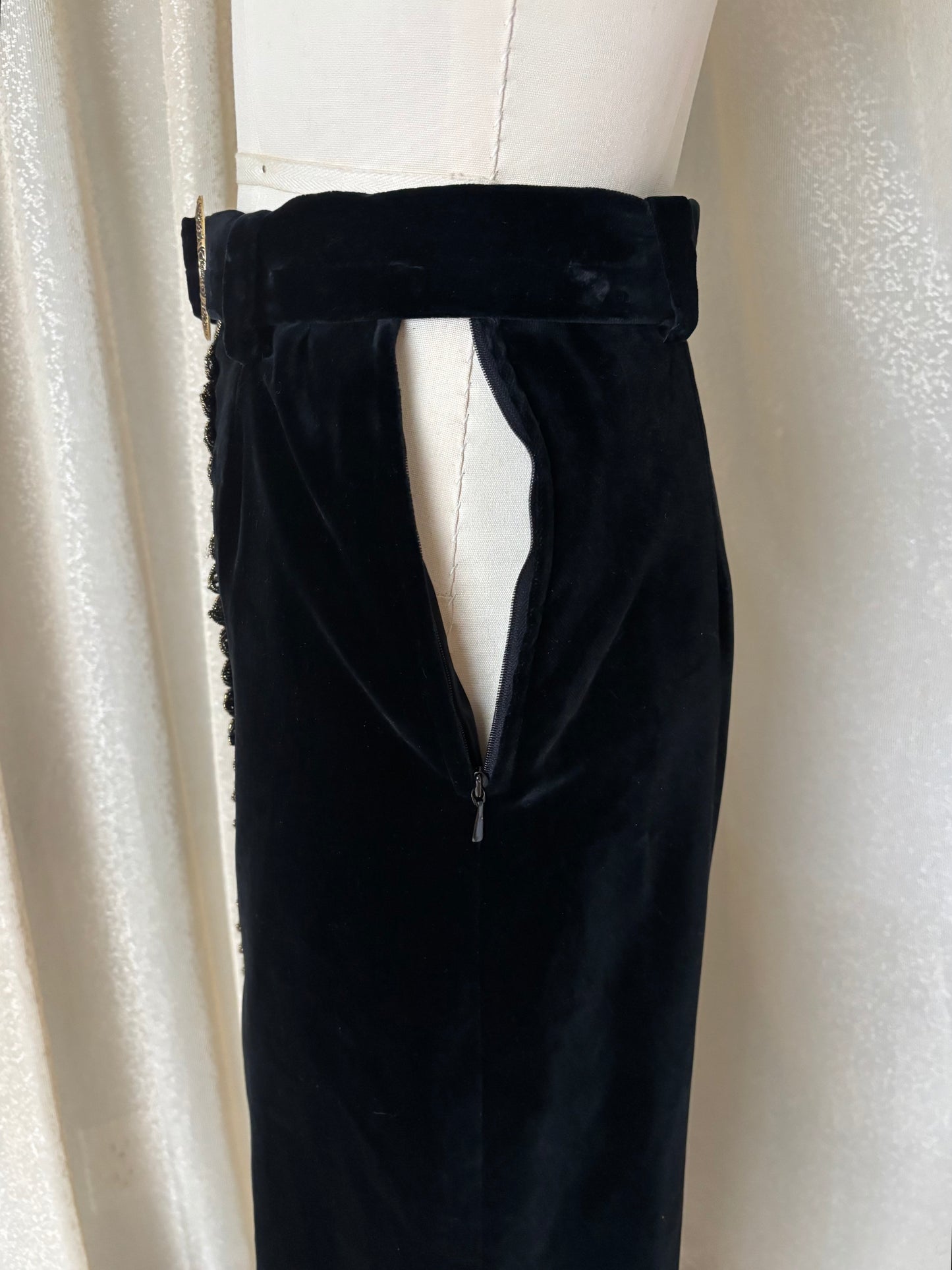60s/70s velvet jacquard panel maxi skirt
