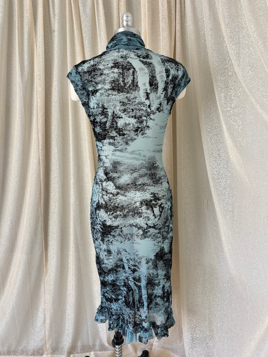 00s Diane von Furstenberg abstract mesh midi dress