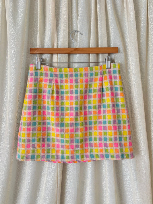 Lilly Pulitzer checkered bouclé mini skirt