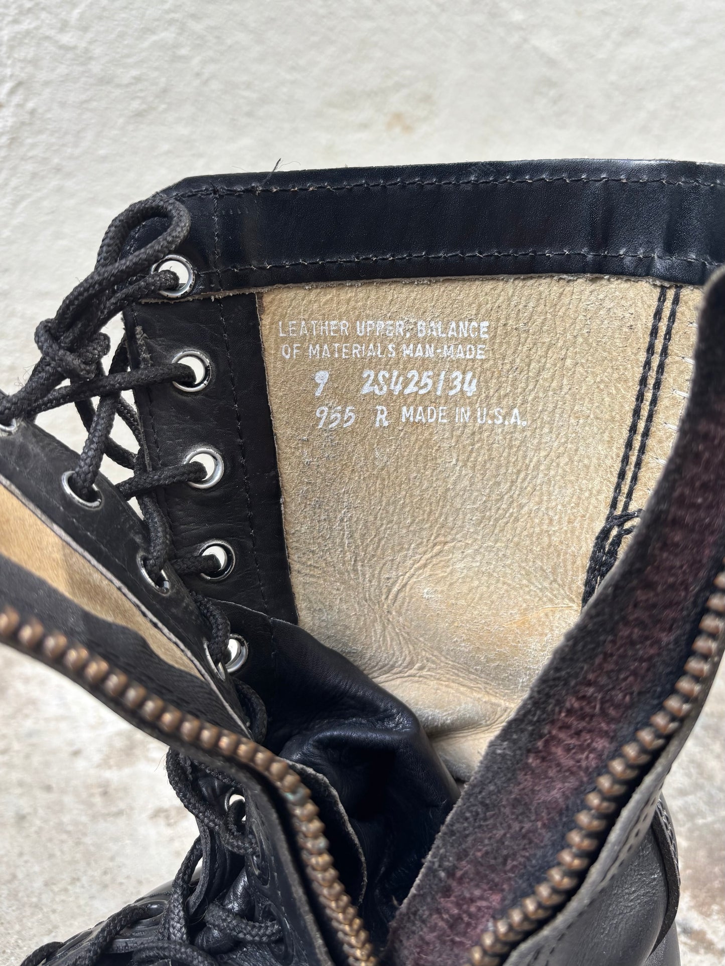70s diagonal zip lace-up jump boots