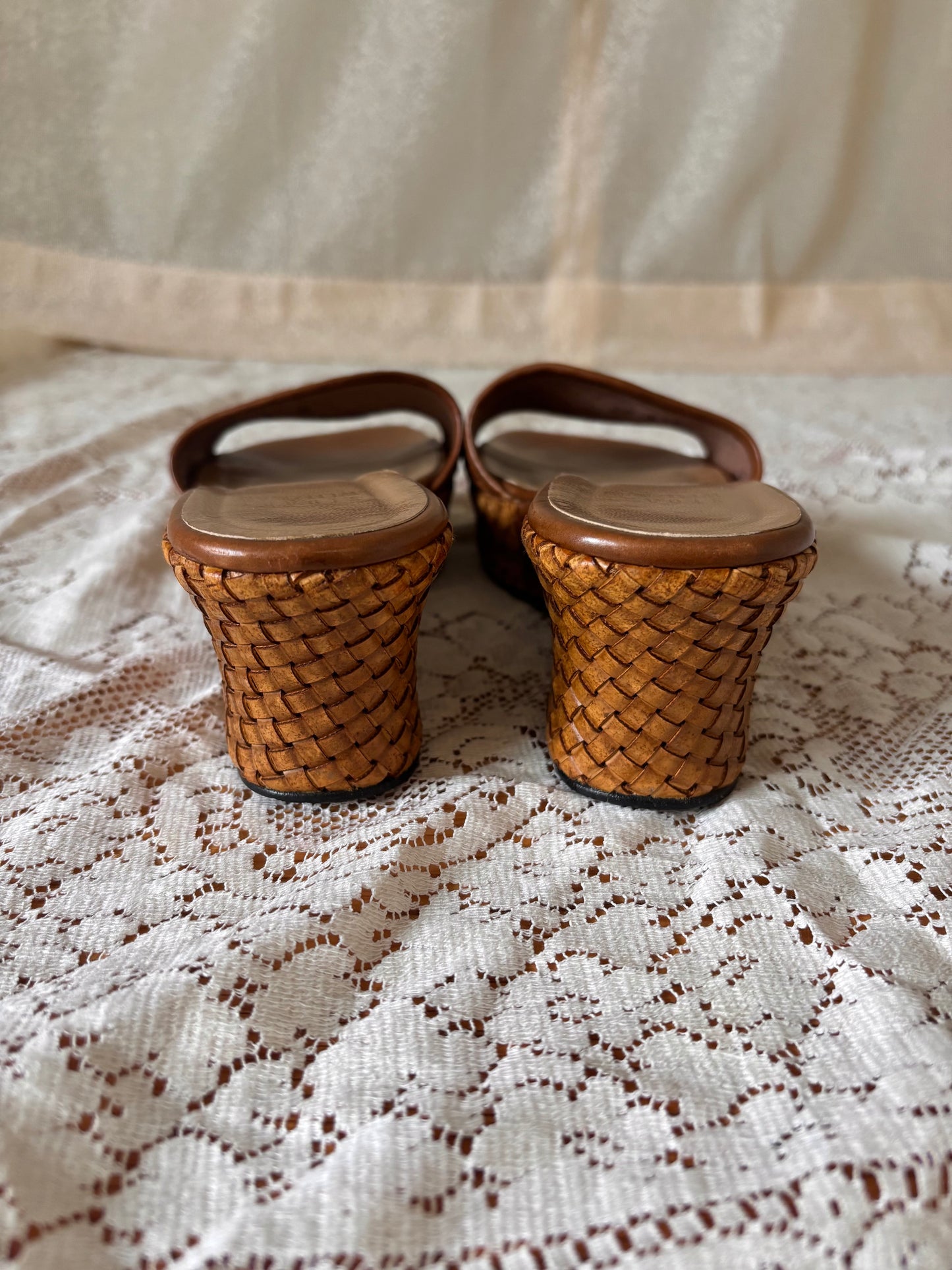Stuart Weitzman woven leather platform sandals