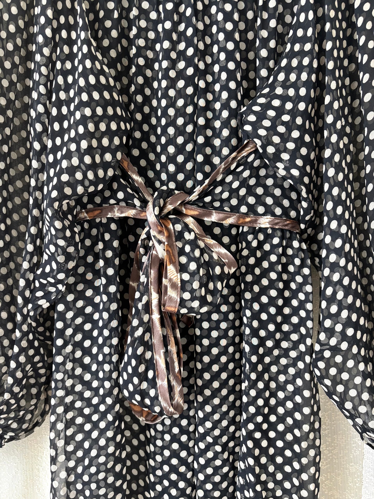 Sheer silk polka dot dress