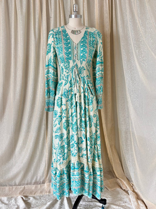 Jaase Sabrina teal boho maxi dress