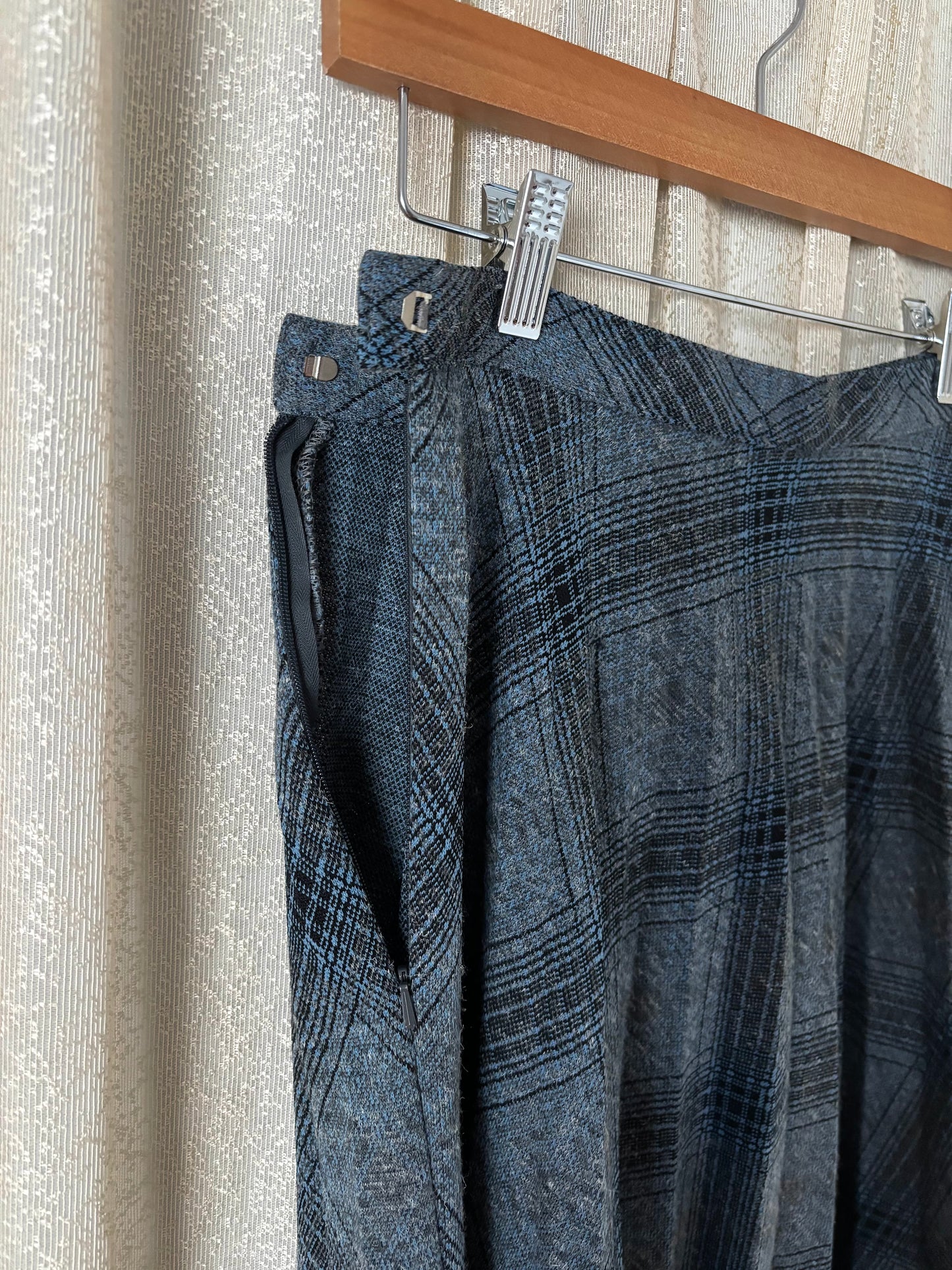 80s pleated plaid midi skirt