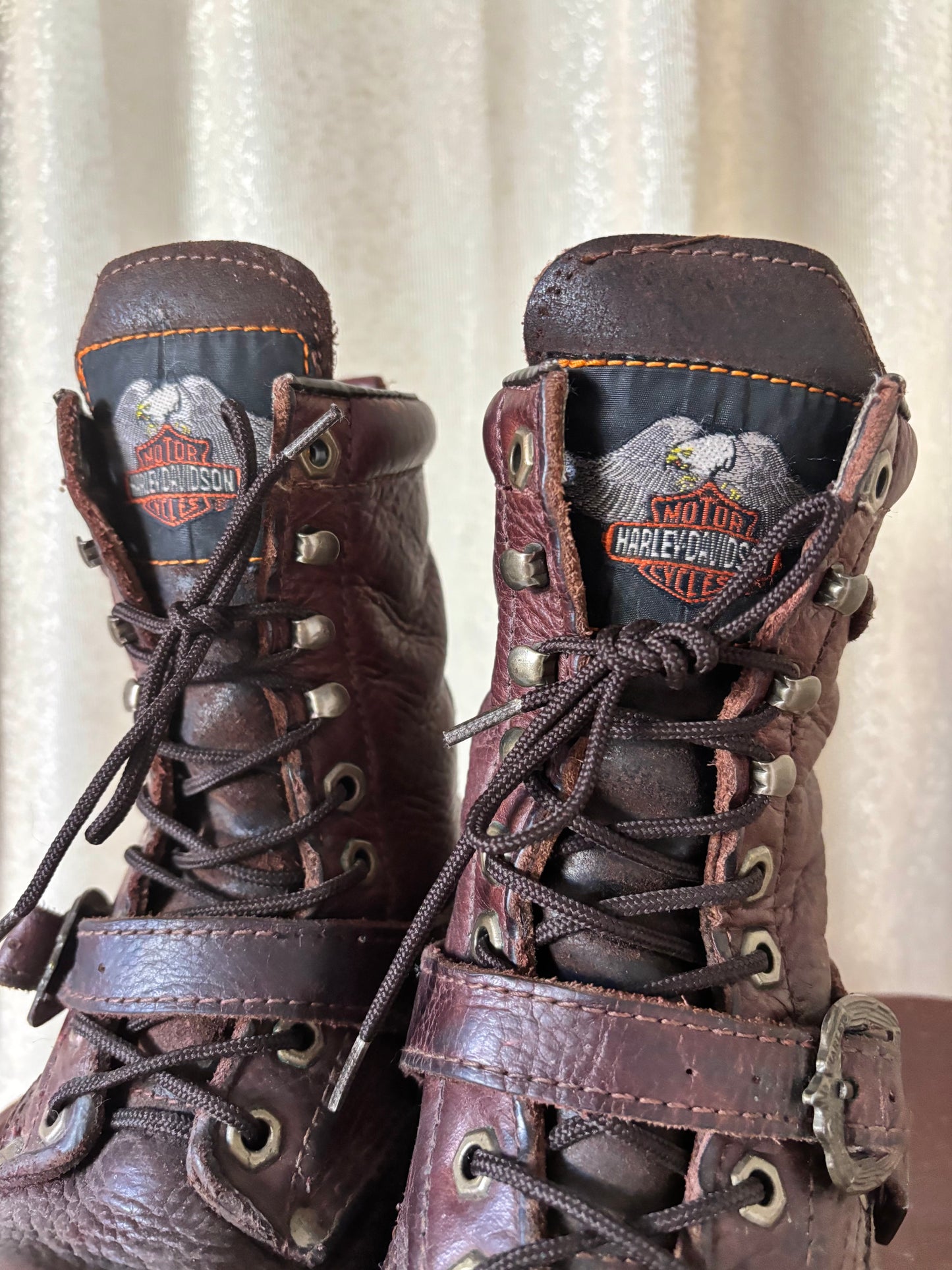 90s/00s Harley Davidson brown buckle combat boots