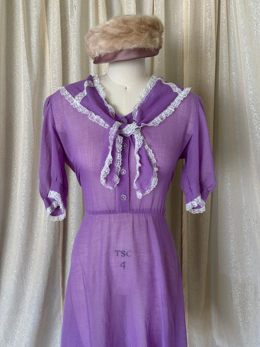 80s You Babes II purple polka dot prairie dress