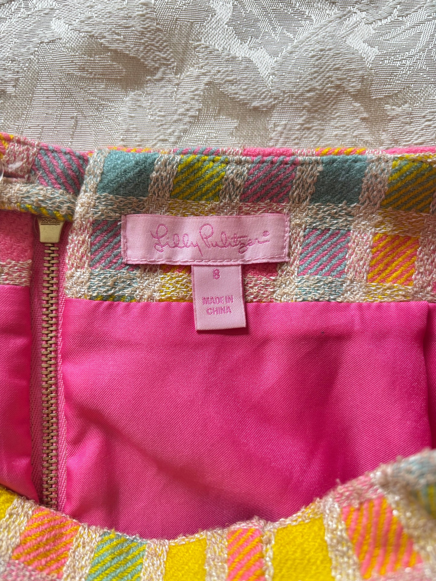 Lilly Pulitzer checkered bouclé mini skirt