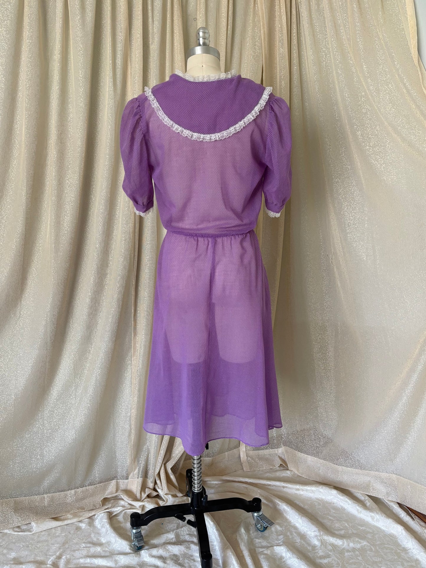 80s You Babes II purple polka dot prairie dress