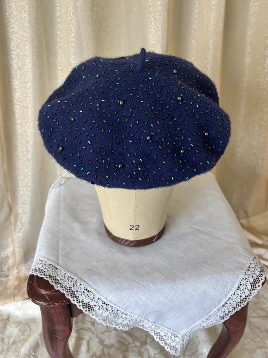 Beaded wool beret