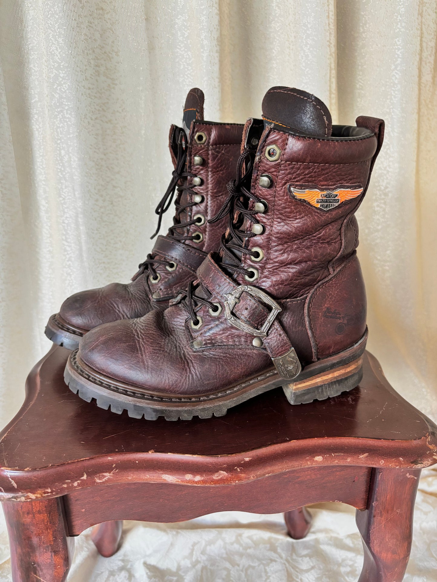 90s/00s Harley Davidson brown buckle combat boots