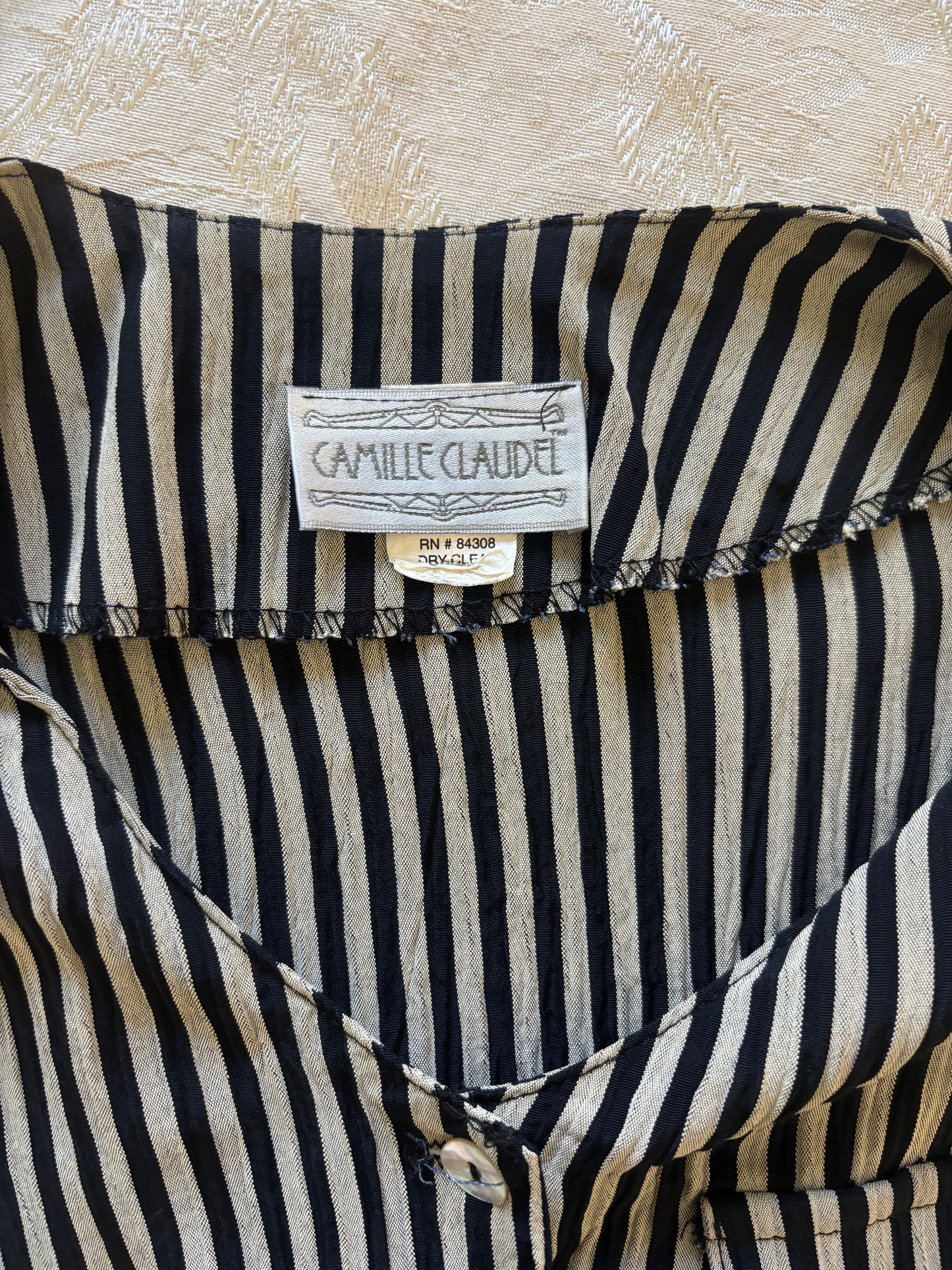 80s/90s crinkle pleated pinstripe button-down