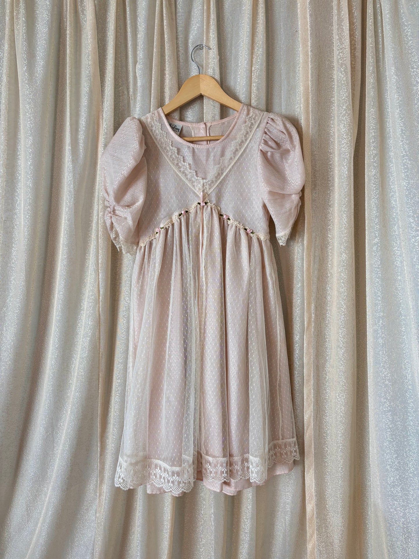 80s pale pink babydoll dress