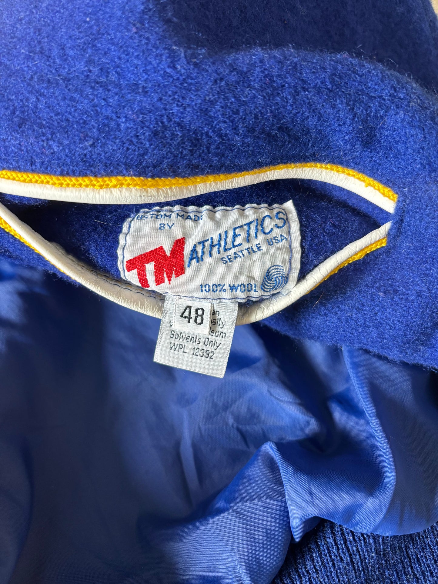80s custom wool baseball patch varsity jacket