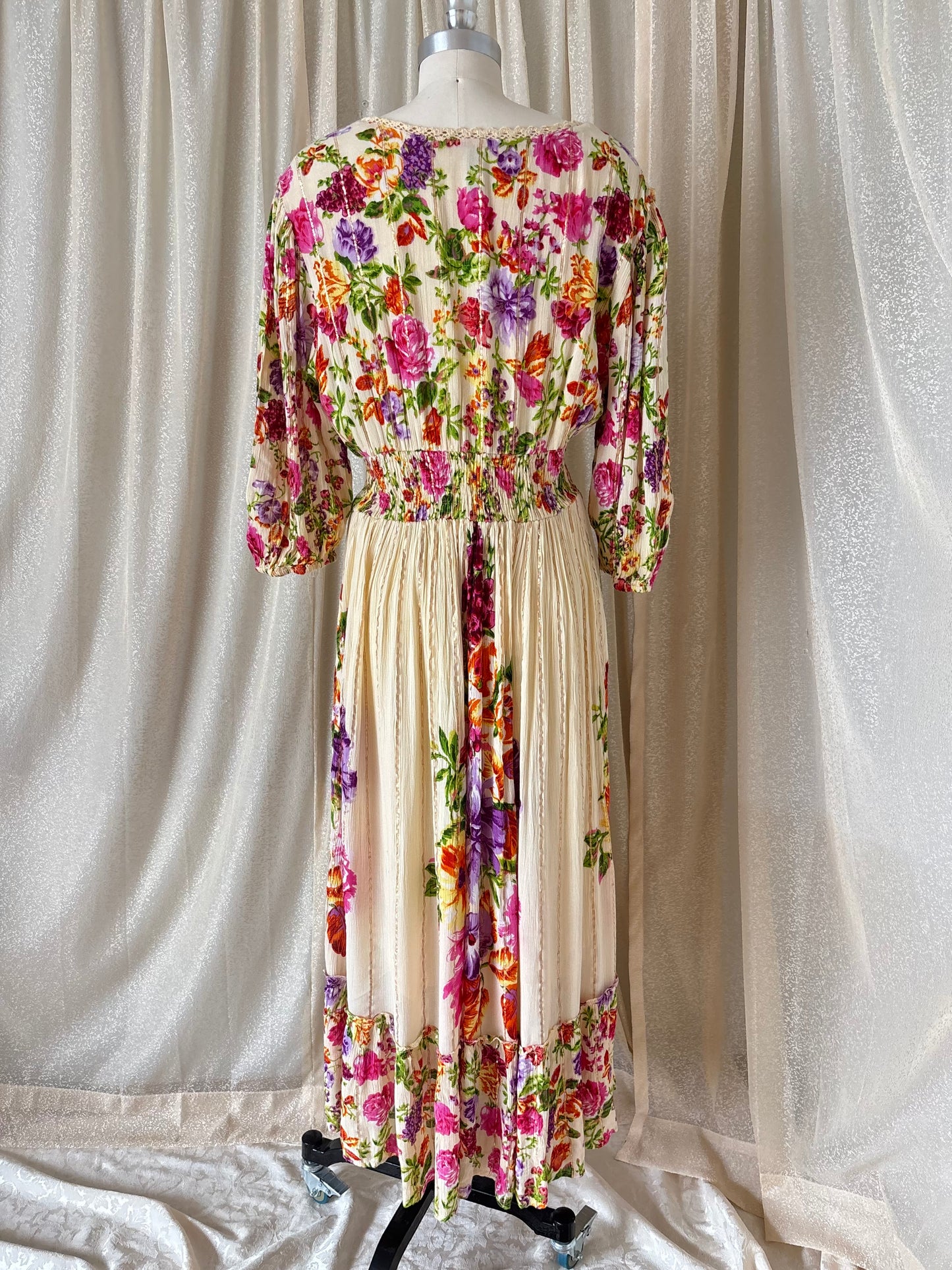 Floral viscose gauze boho maxi dress