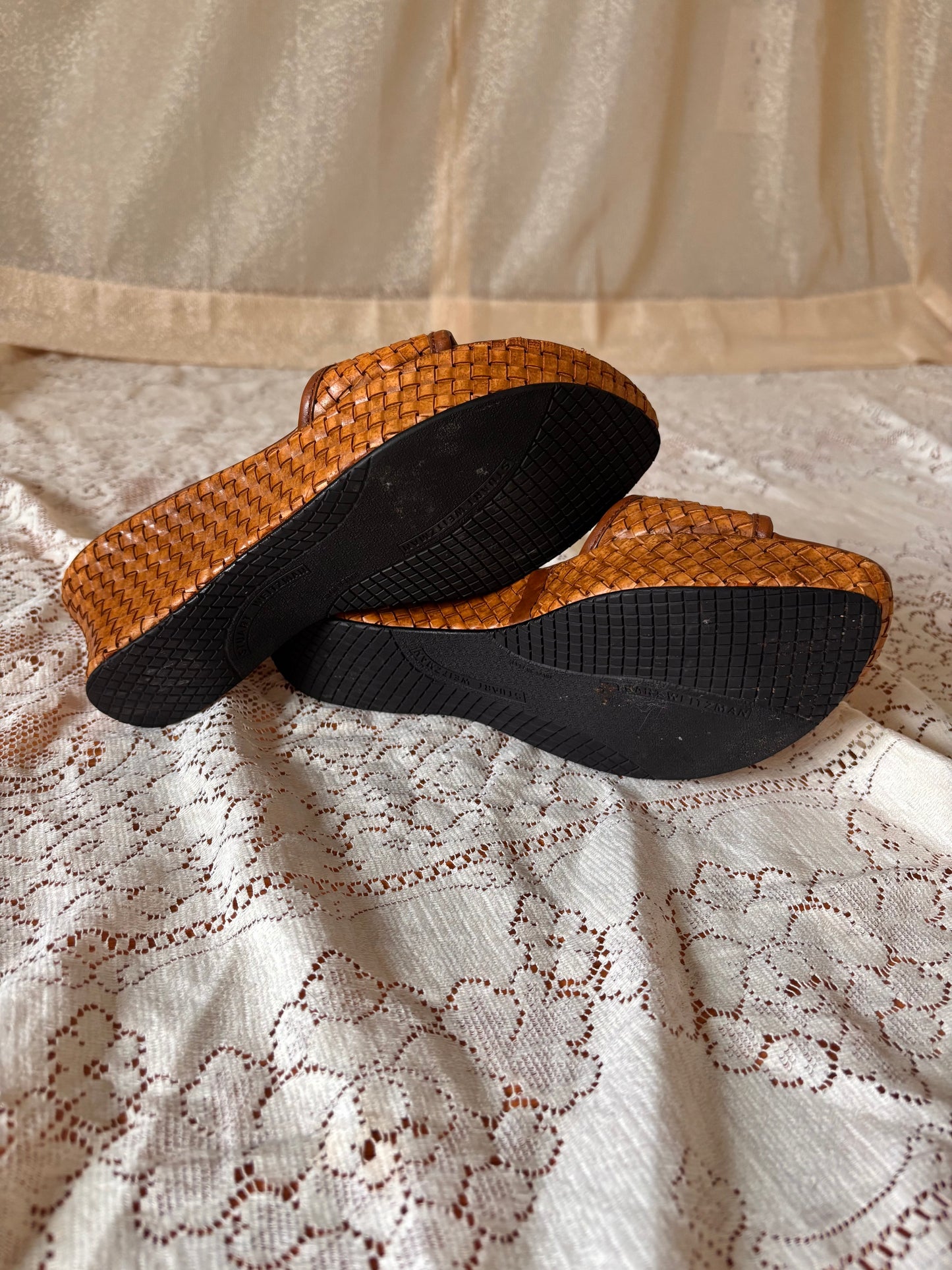 Stuart Weitzman woven leather platform sandals