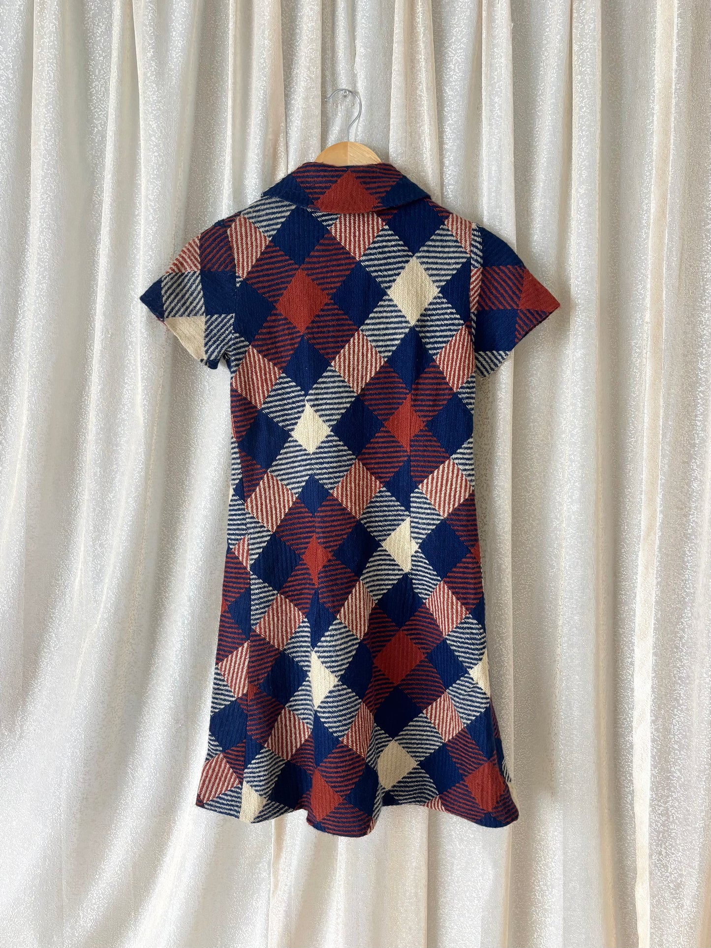 60s mod wool plaid collared dress