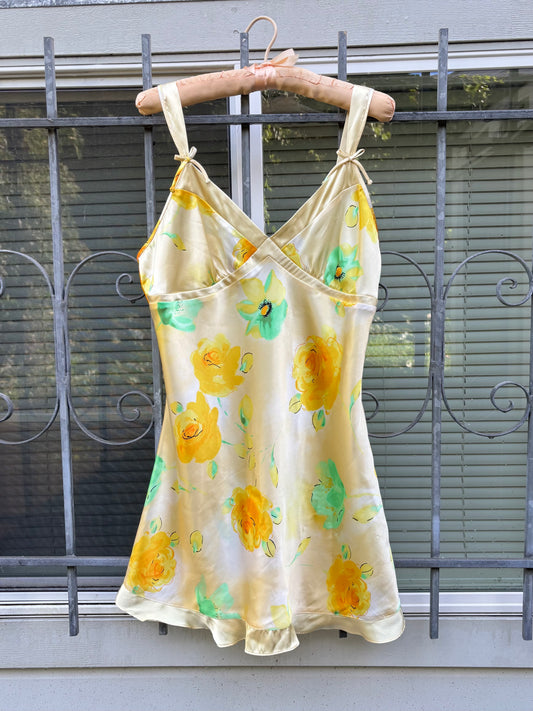 Yellow floral slip dress