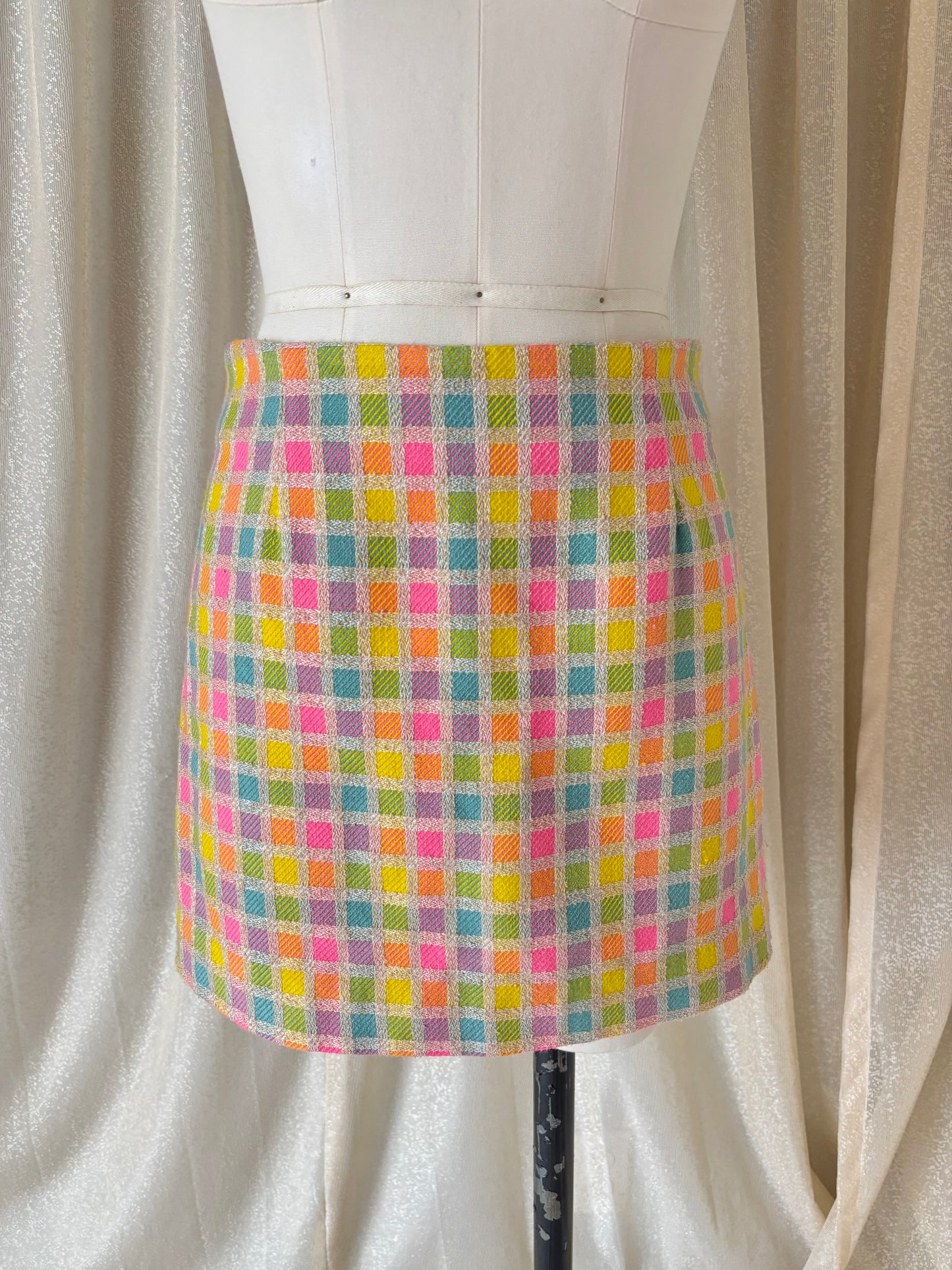 Lilly Pulitzer checkered bouclé mini skirt
