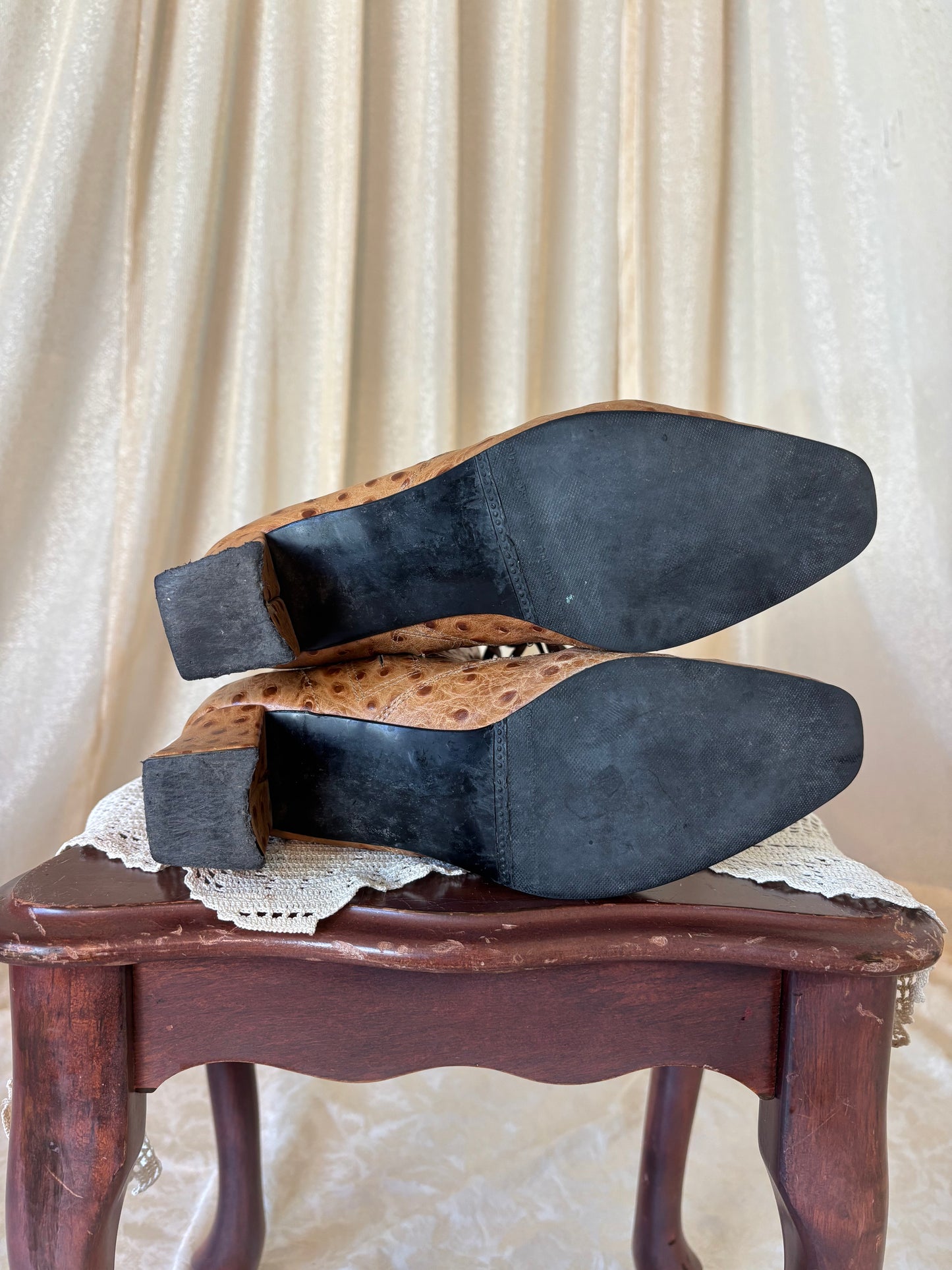 80s/90s genuine ostrich lace-up boots