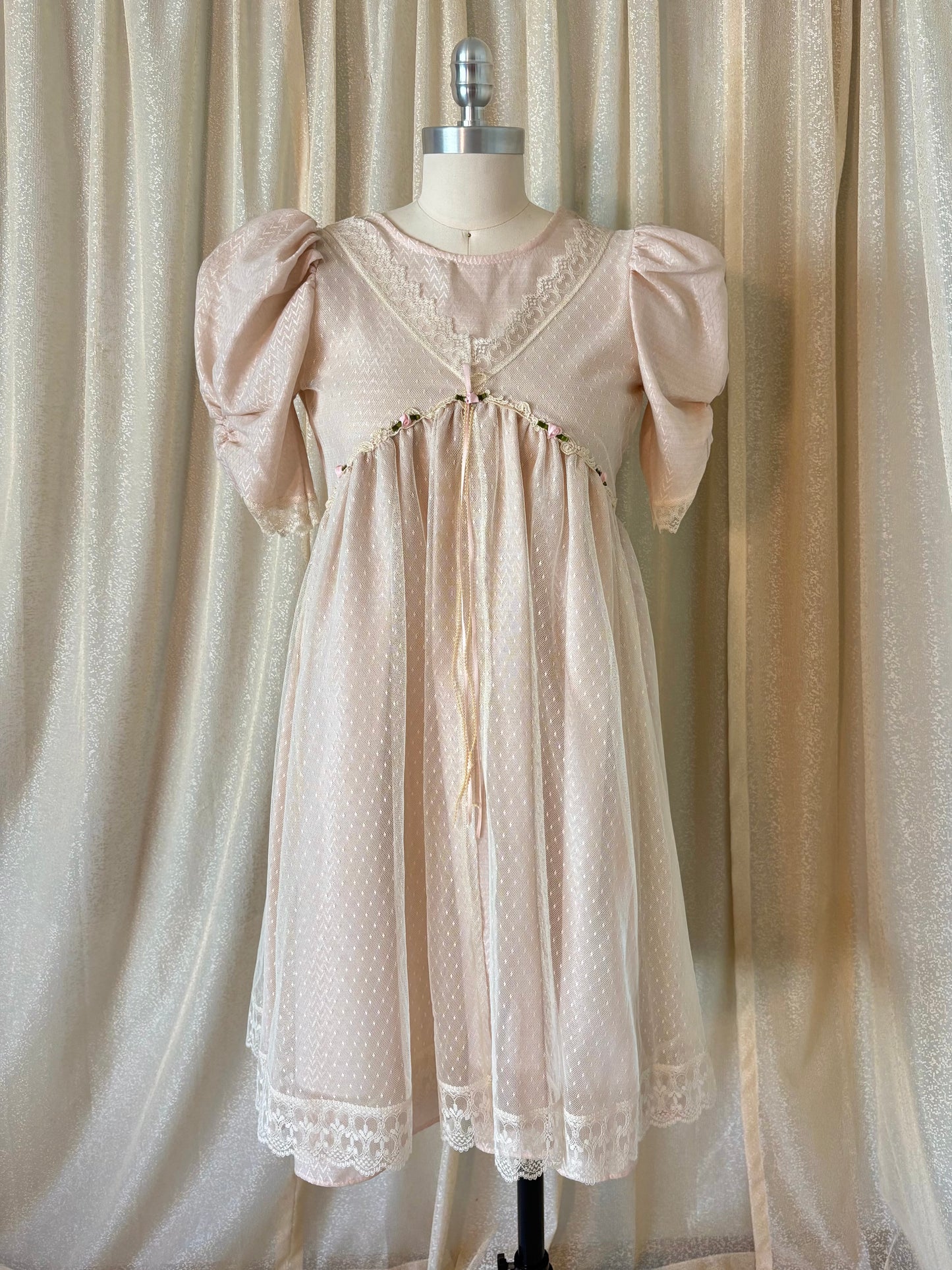 80s pale pink babydoll dress