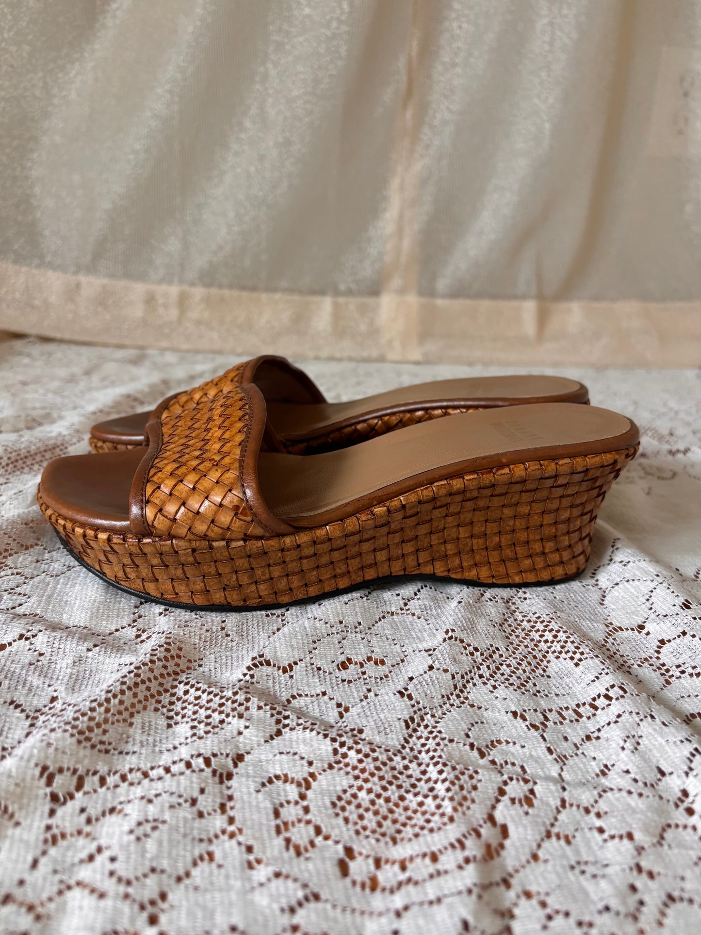 Stuart Weitzman woven leather platform sandals