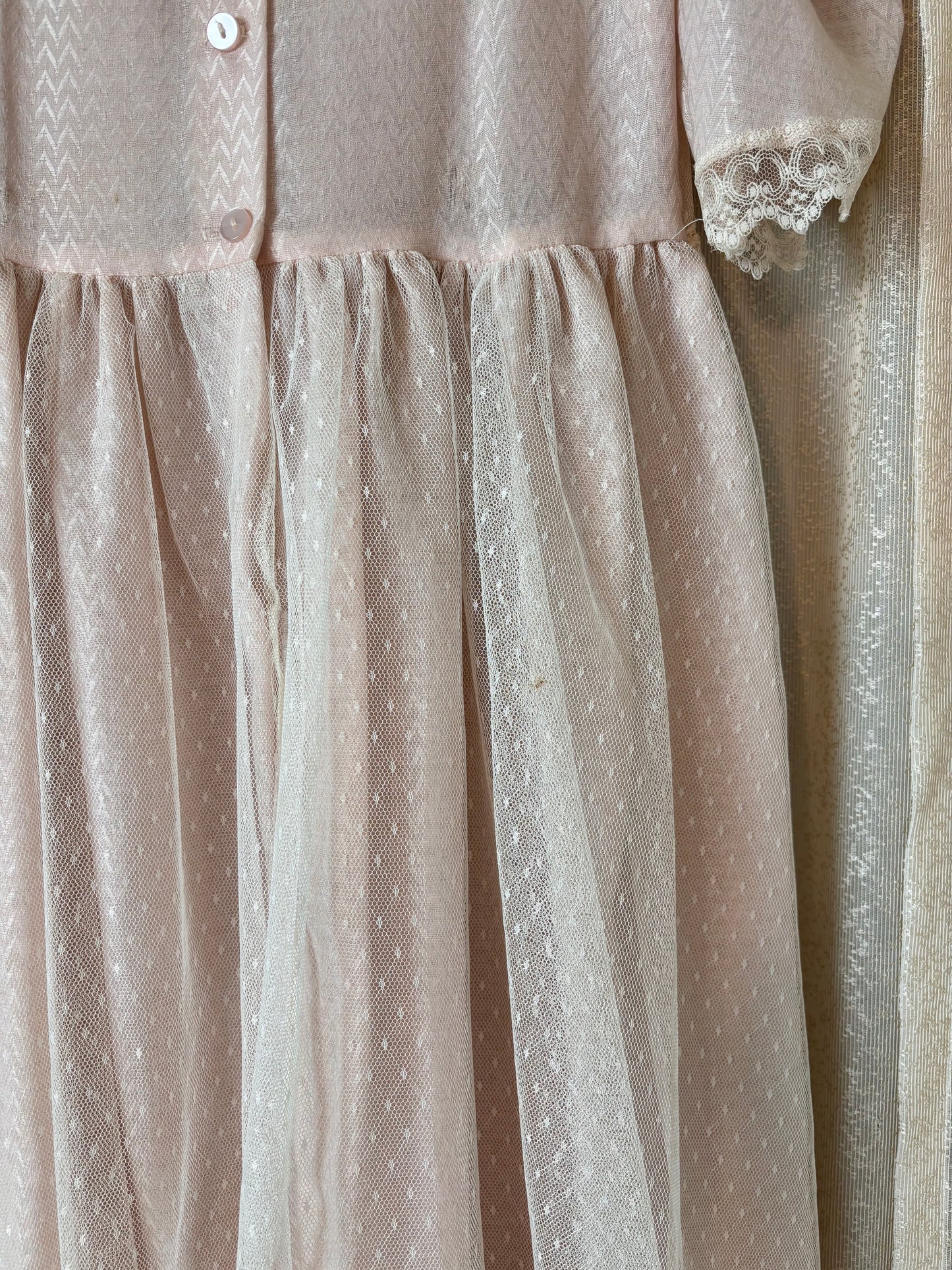 80s pale pink babydoll dress