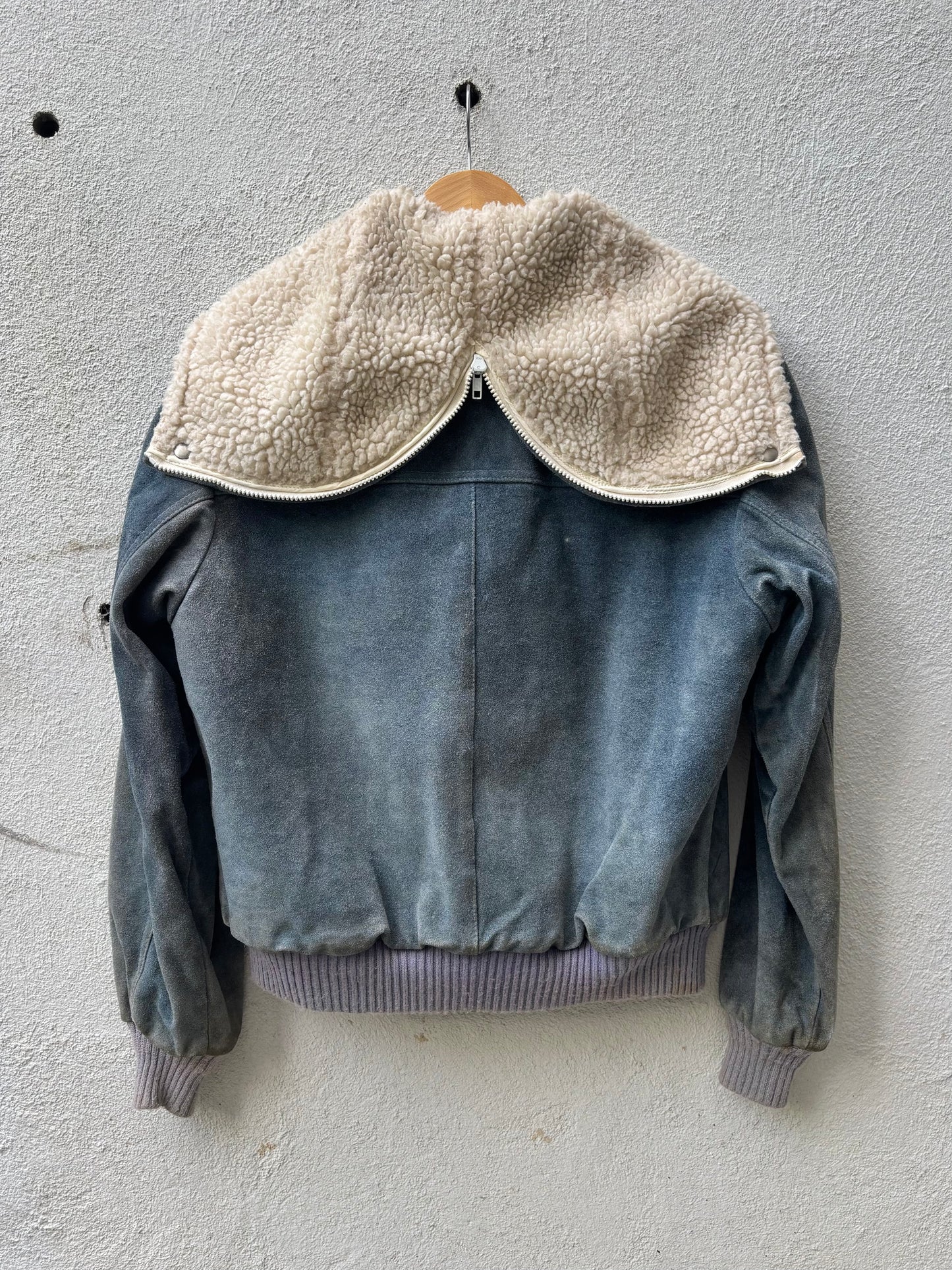 Vintage Lakeland distressed suede sherpa hooded jacket