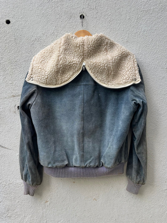 Vintage Lakeland distressed suede sherpa hooded jacket