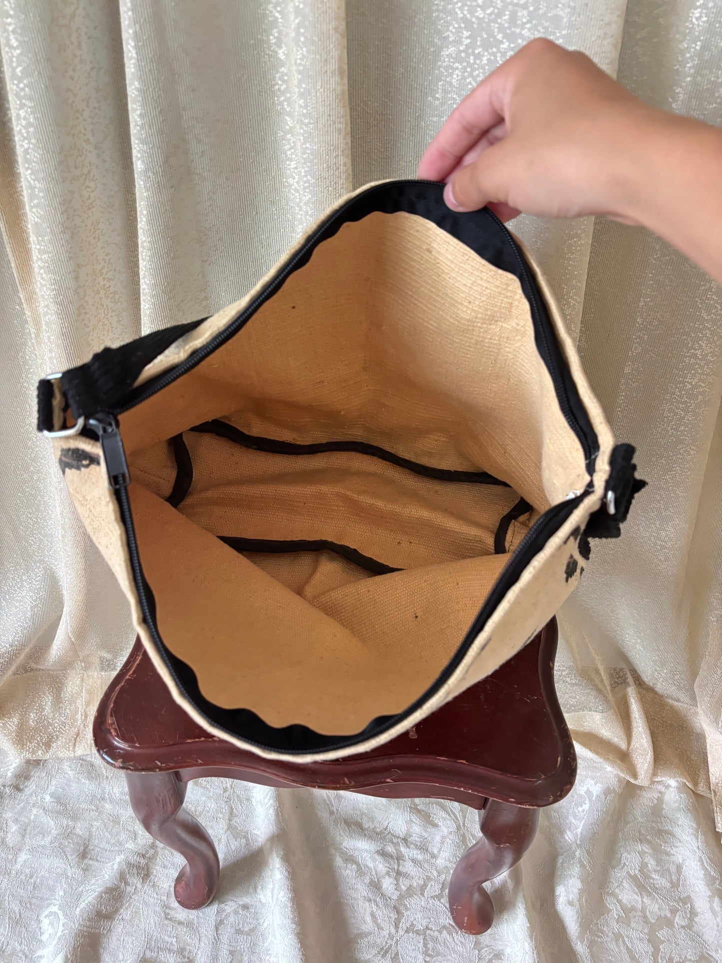 90s woven cotton Western horse tapestry bag