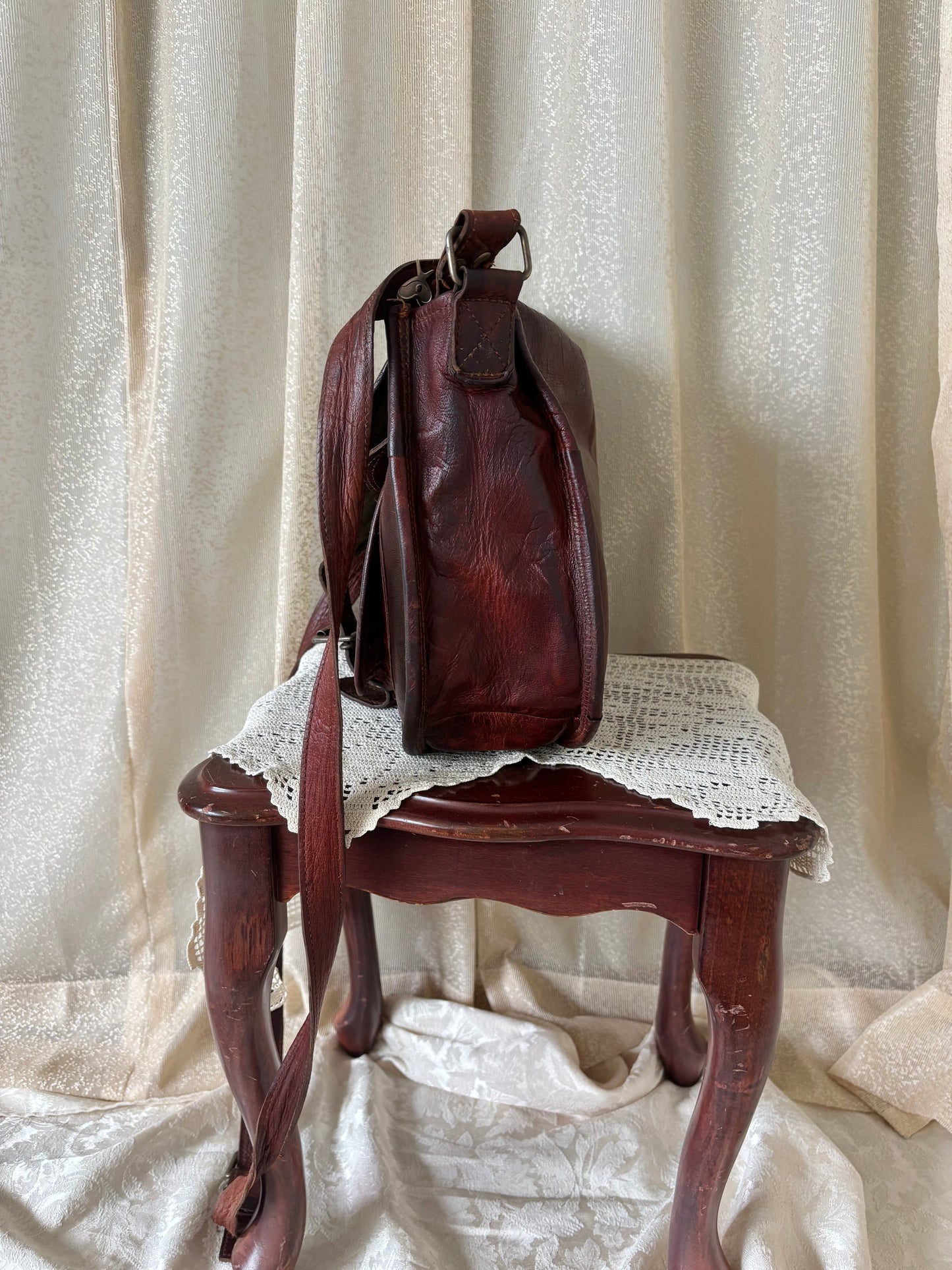 90s leather messenger crossbody with CASA pin