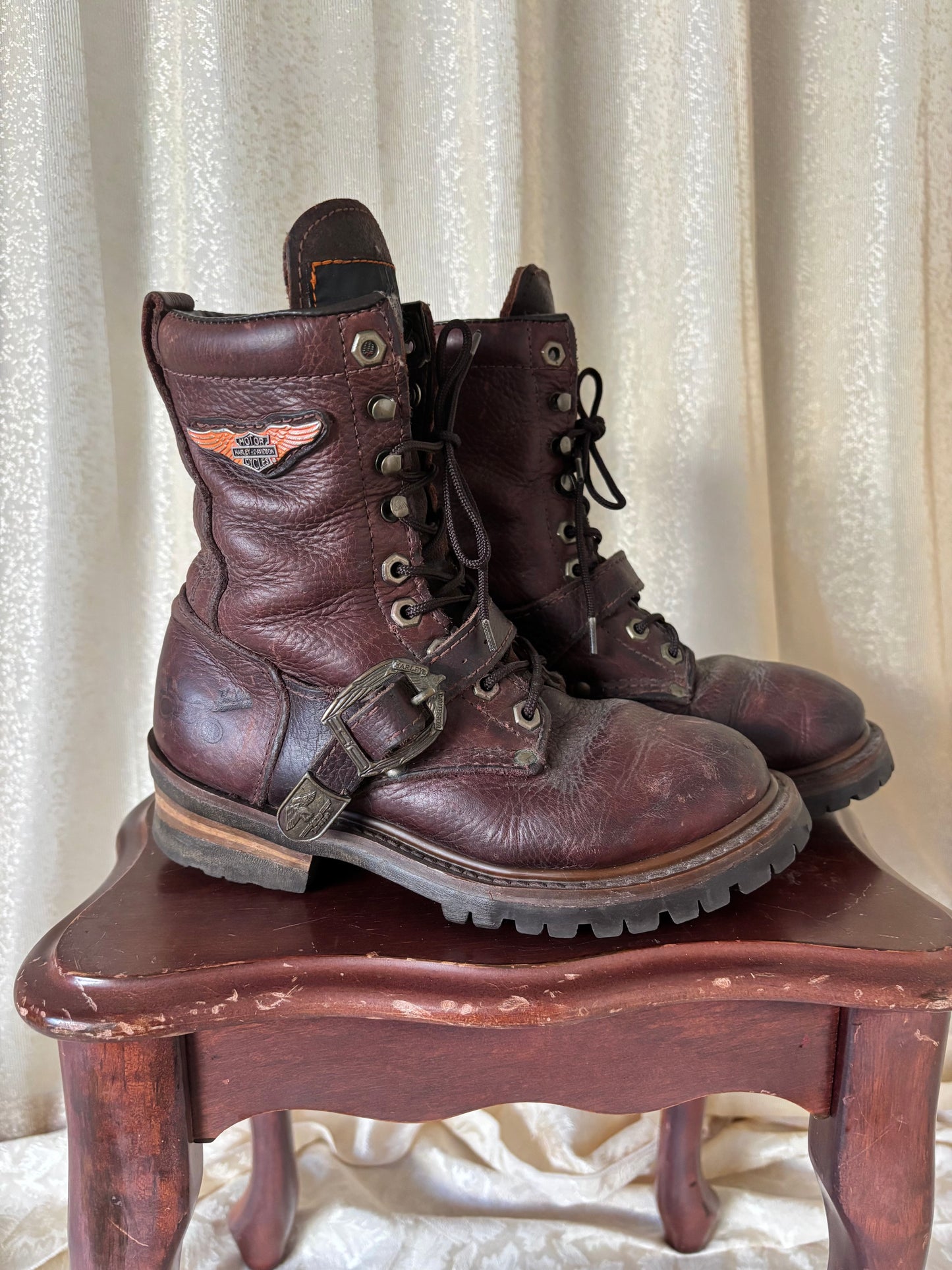 90s/00s Harley Davidson brown buckle combat boots