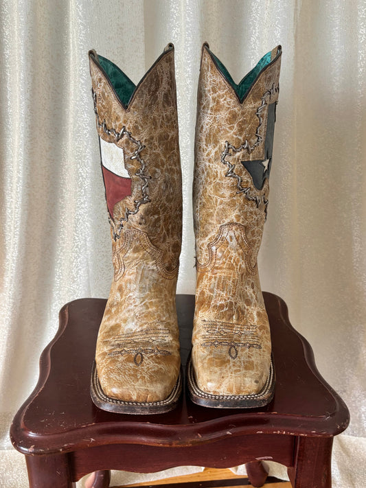 Texas Flag Shaft Western Corral boots
