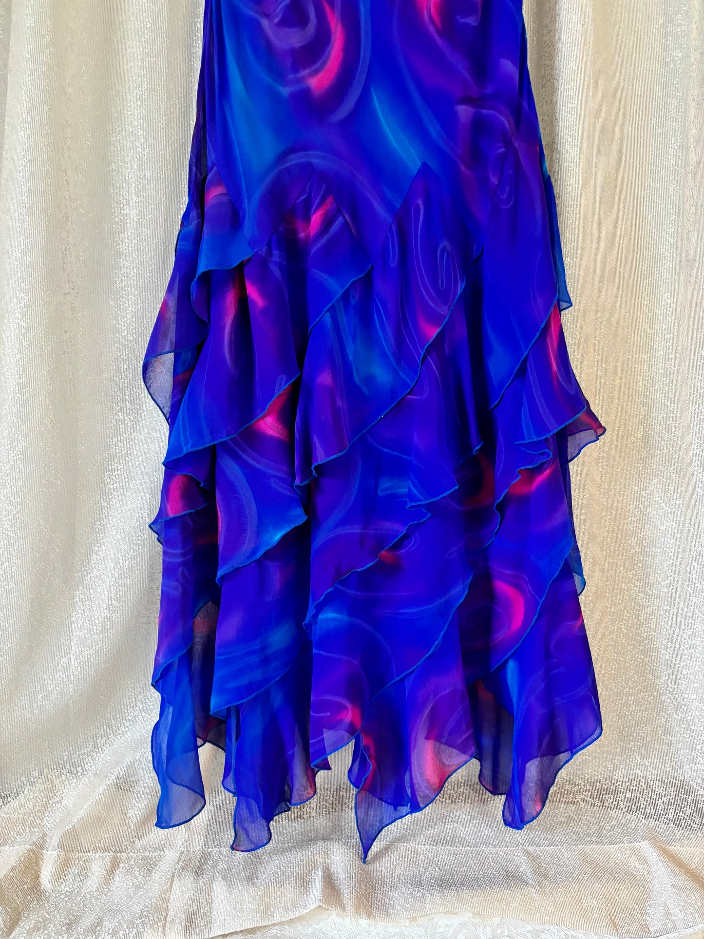 90s silk swirl maxi dress