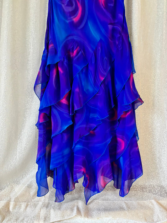 90s silk swirl maxi dress