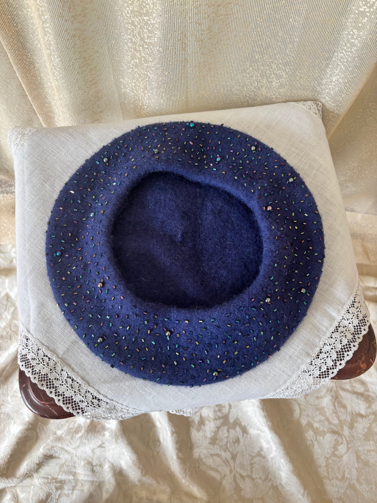 Beaded wool beret