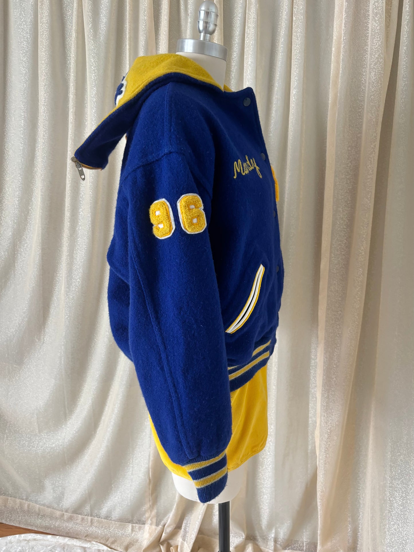 80s custom wool baseball patch varsity jacket