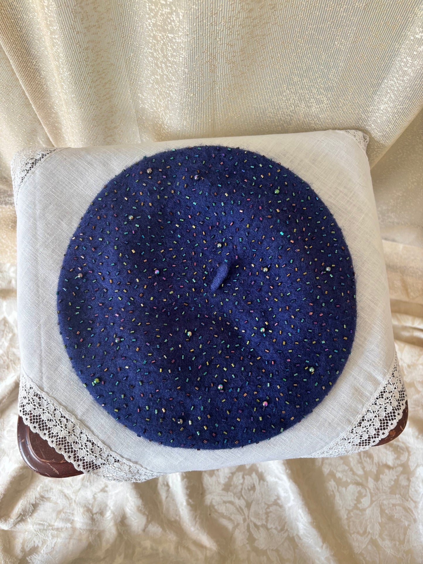 Beaded wool beret
