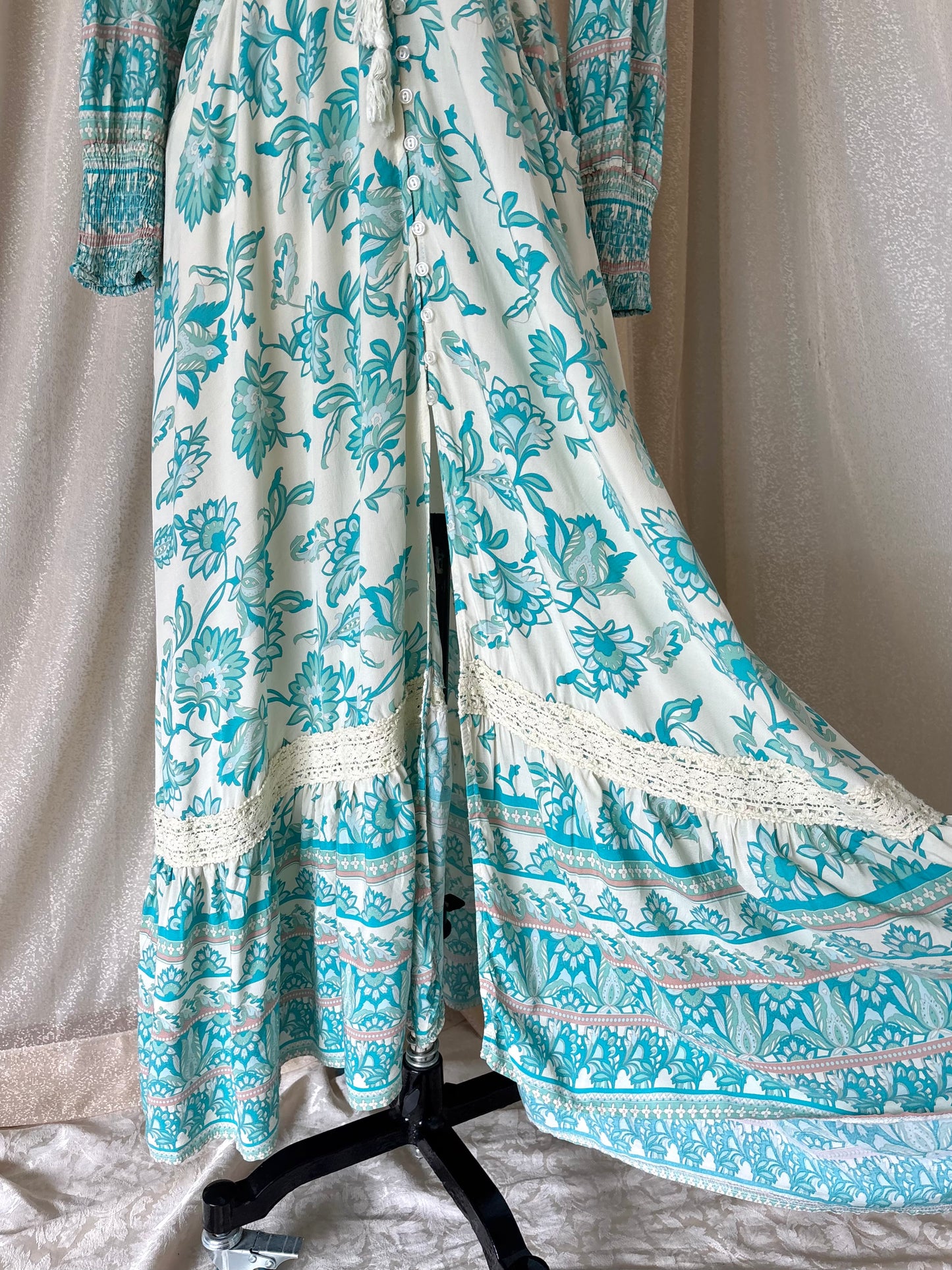 Jaase Sabrina teal boho maxi dress