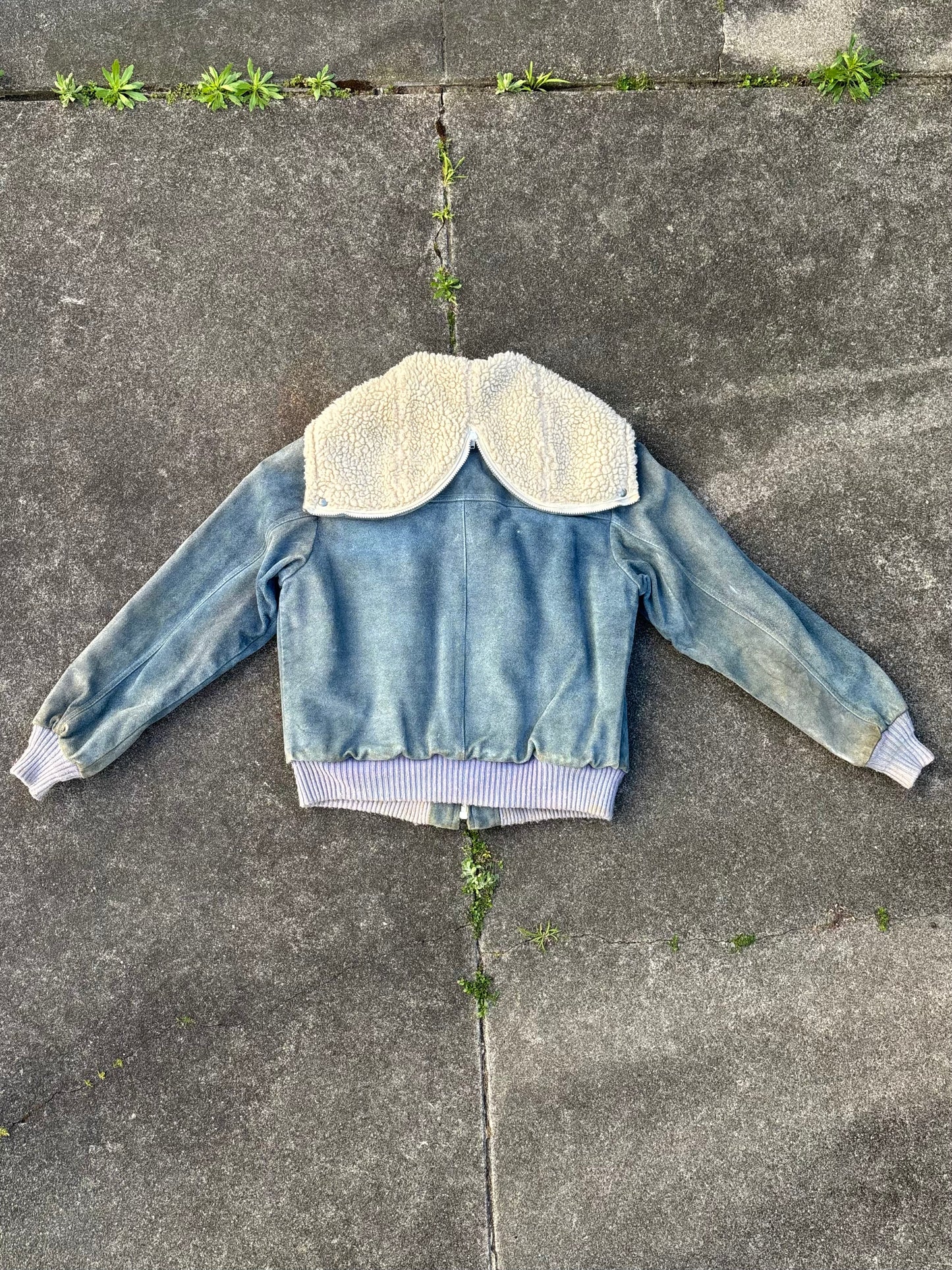 Vintage Lakeland distressed suede sherpa hooded jacket