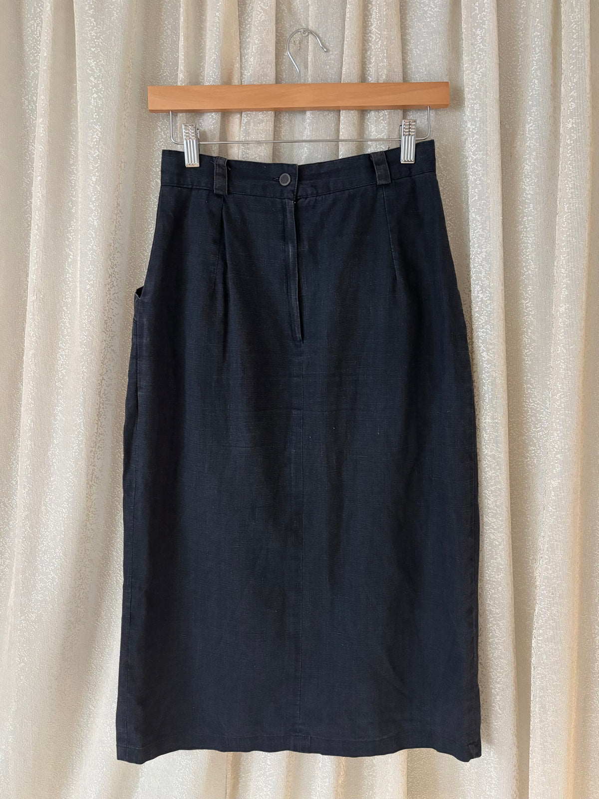 90s ramie & cotton button midi skirt