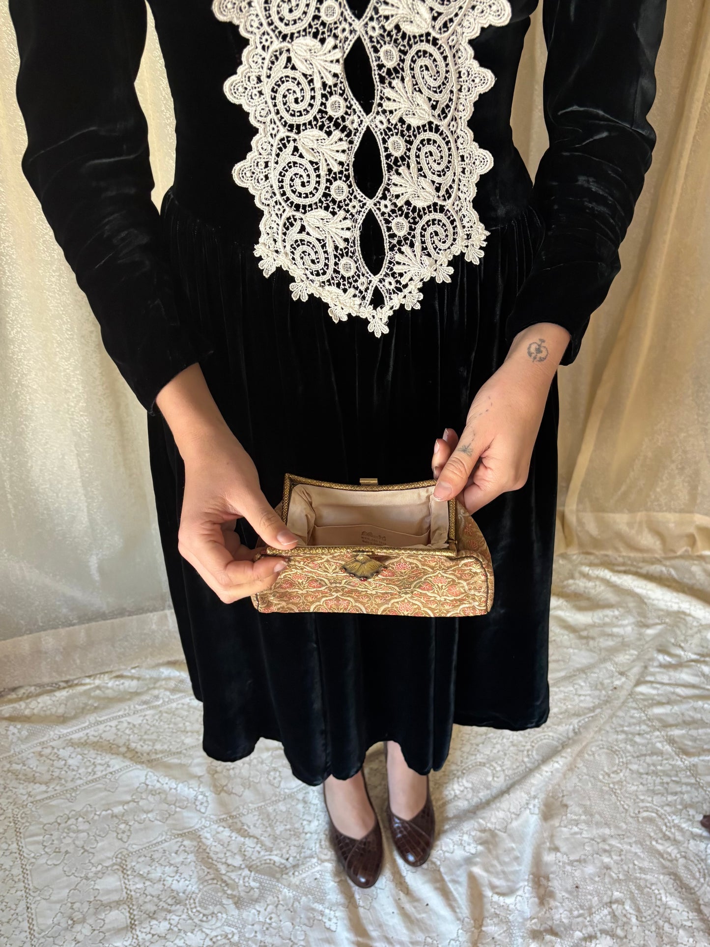 Silk brocade clutch