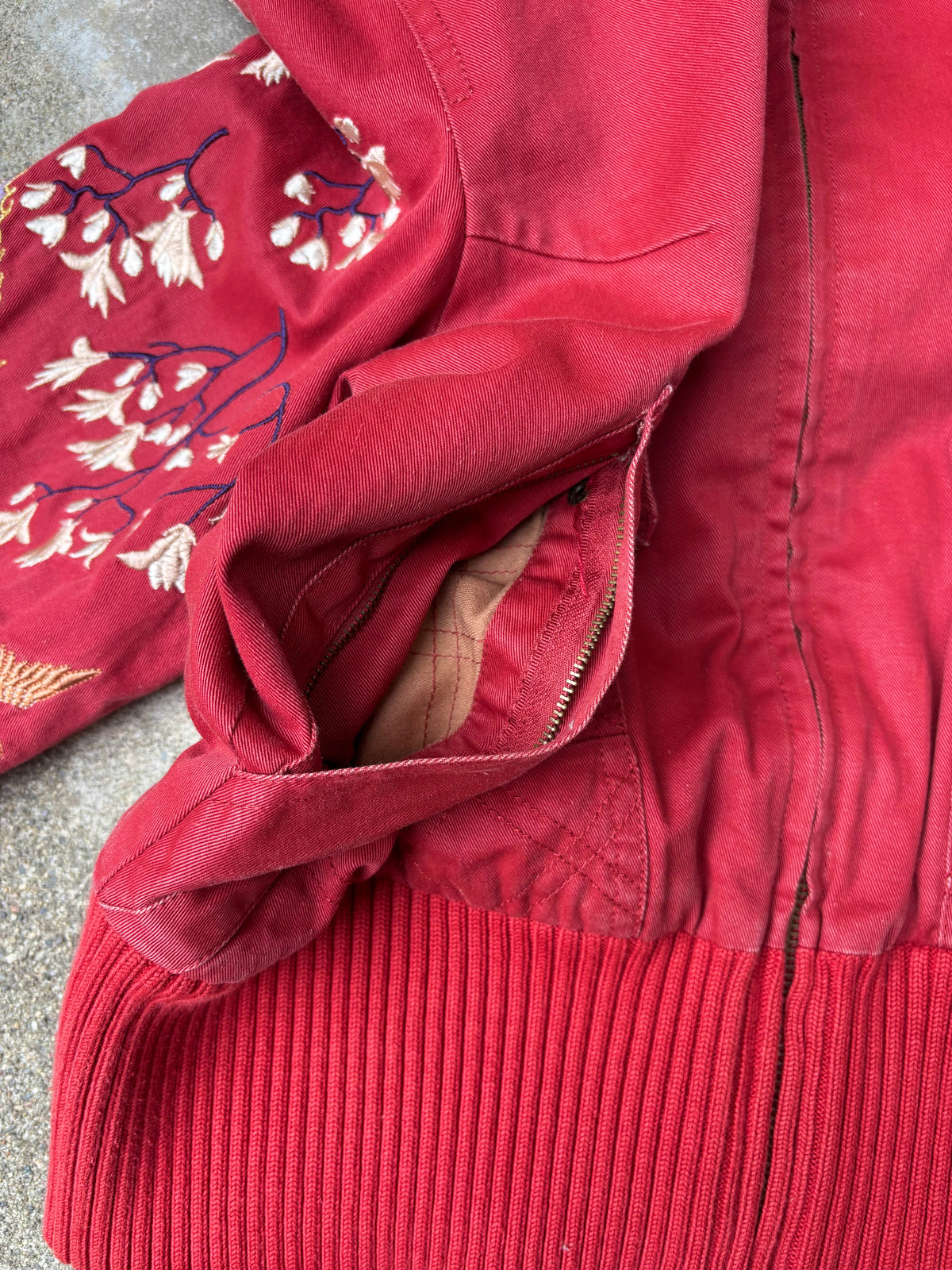 Vintage phoenix embroidered cotton bomber jacket