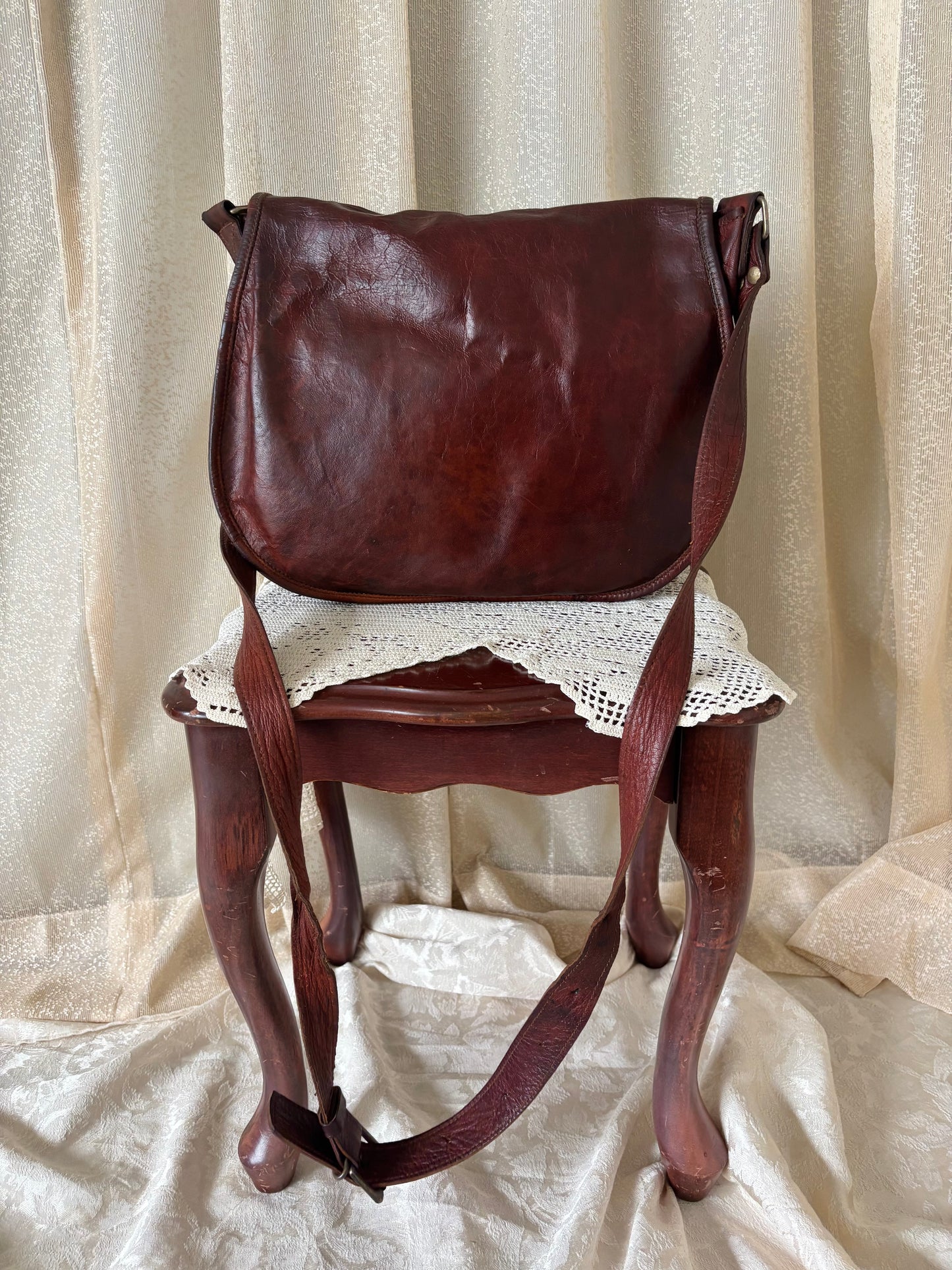 90s leather messenger crossbody with CASA pin