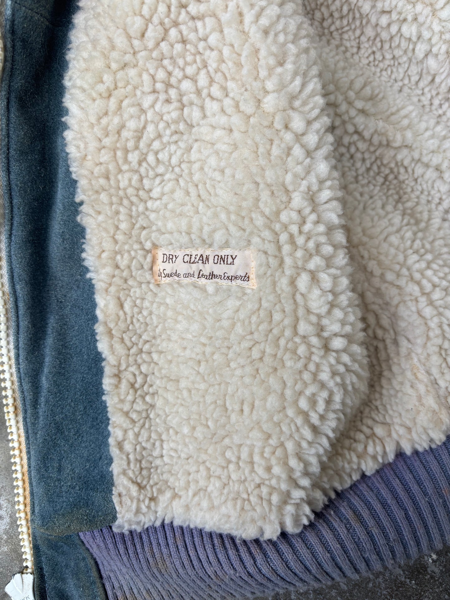 Vintage Lakeland distressed suede sherpa hooded jacket