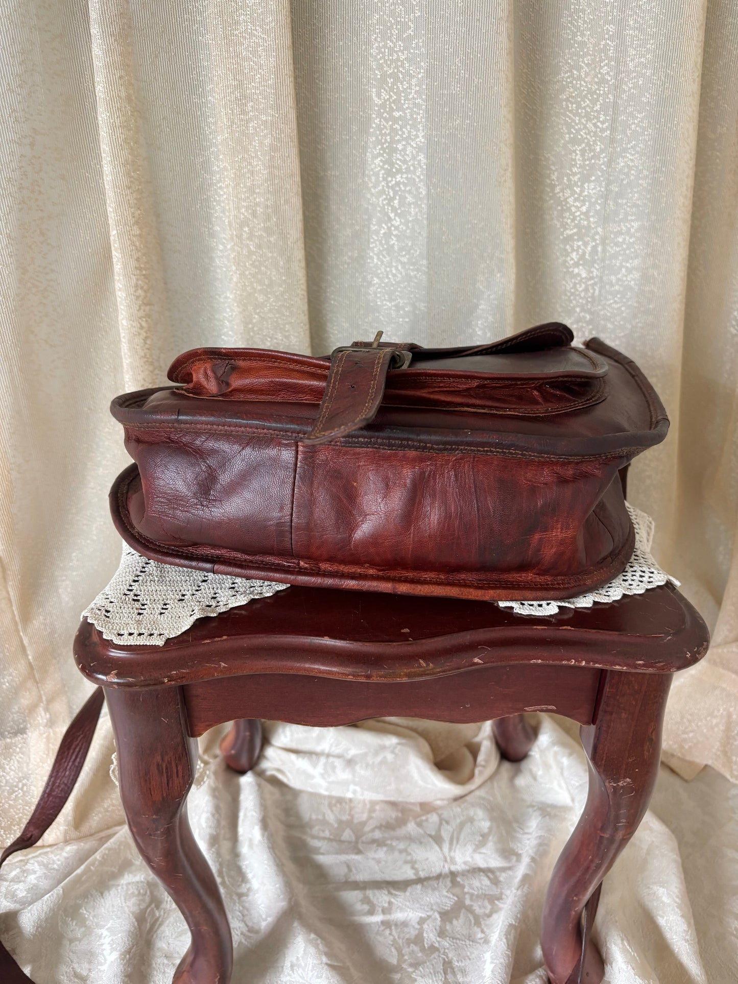 90s leather messenger crossbody with CASA pin