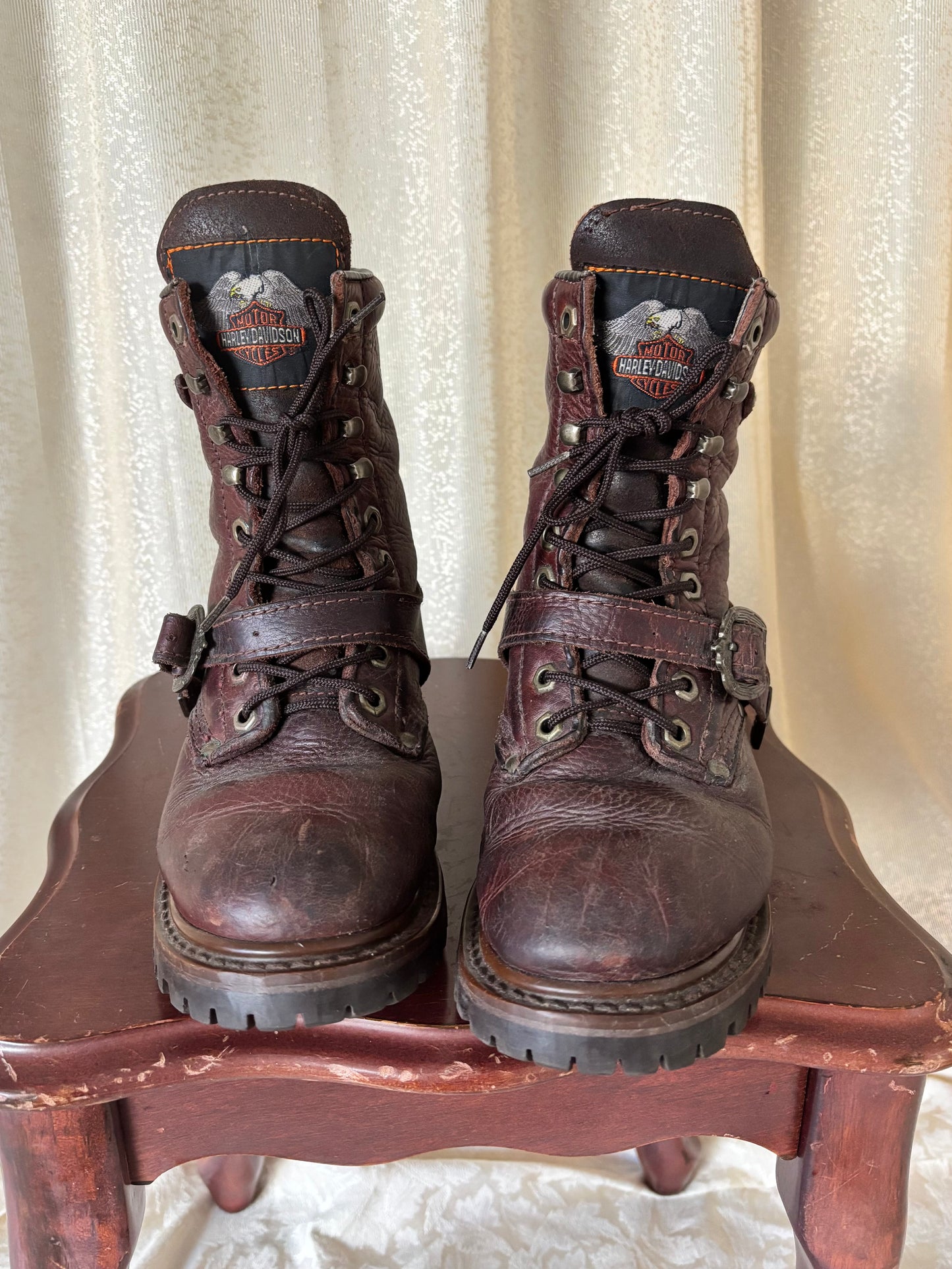 90s/00s Harley Davidson brown buckle combat boots
