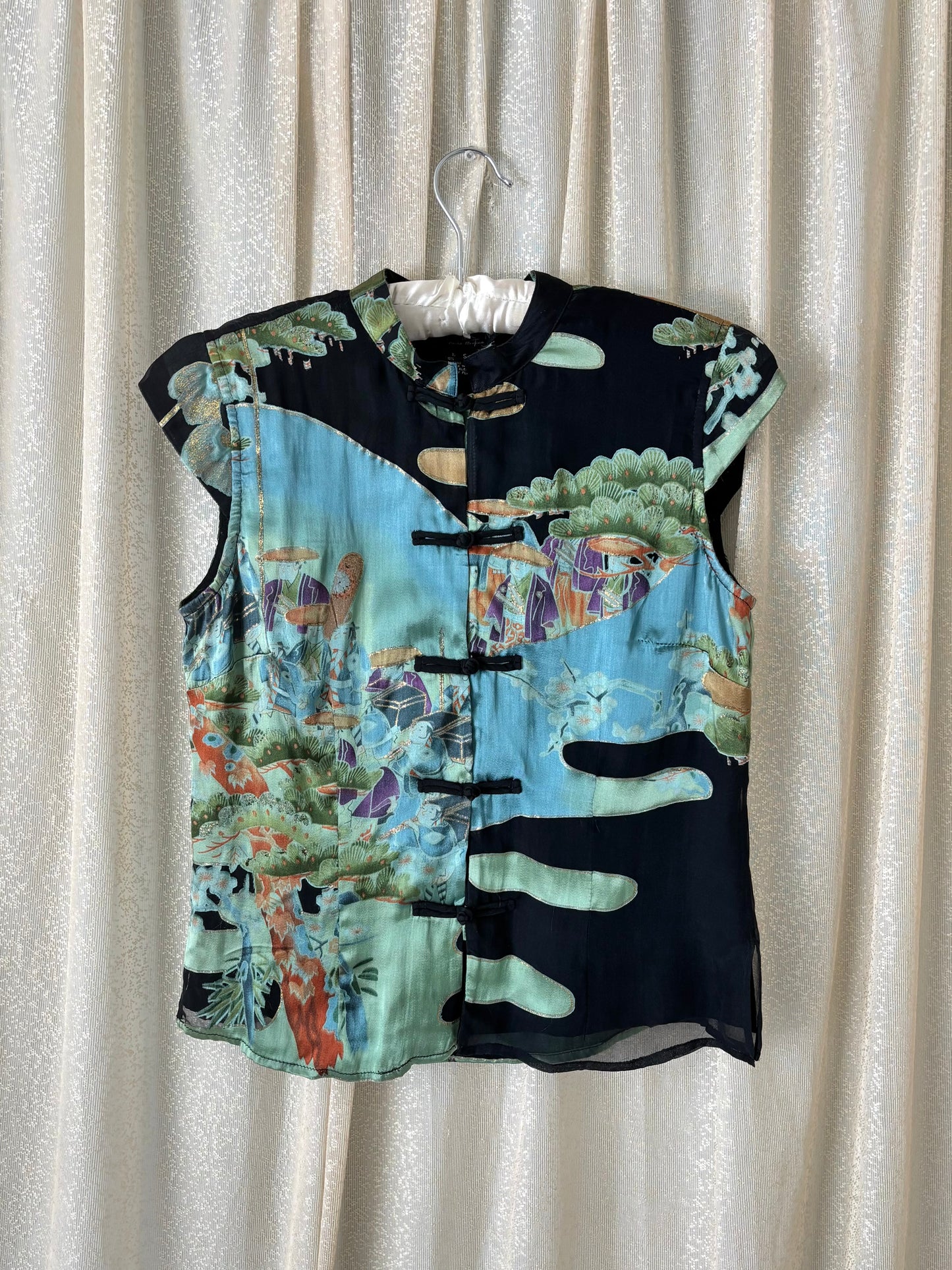 Citron painted qipao-style top