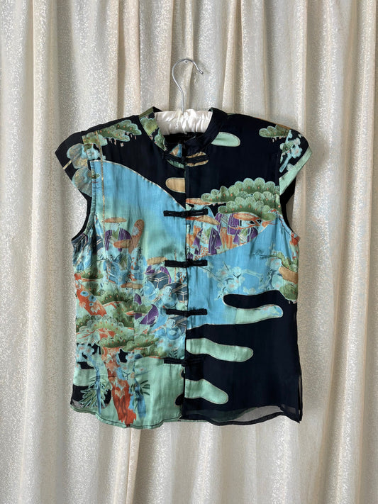 Citron painted qipao-style top
