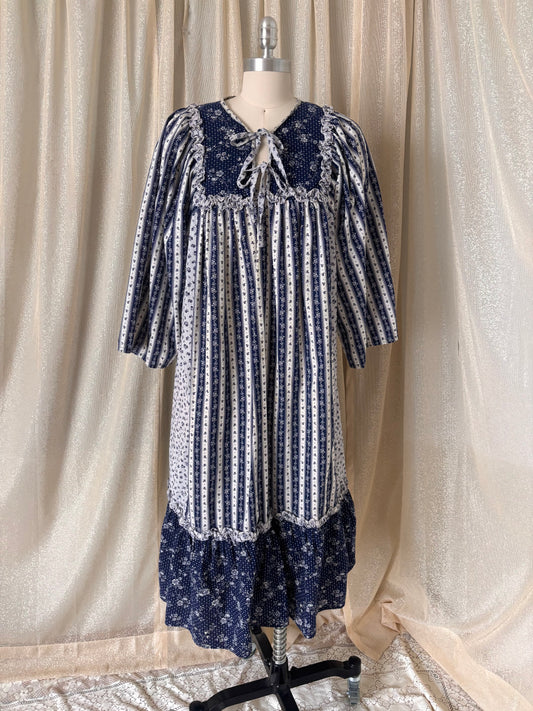 Vintage floral striped prairie dress